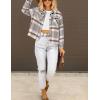 imageHOTOUCH Womens Flannels Fall Cropped Shacket Plaid Jacket Long Sleeve Button Down Coat 2024 Fall Fashion Trendy OutfitsGrey Brown Flannel