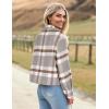 imageHOTOUCH Womens Flannels Fall Cropped Shacket Plaid Jacket Long Sleeve Button Down Coat 2024 Fall Fashion Trendy OutfitsGrey Brown Flannel