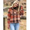imageHOTOUCH Womens Flannels Fall Cropped Shacket Plaid Jacket Long Sleeve Button Down Coat 2024 Fall Fashion Trendy OutfitsOrange Flannel