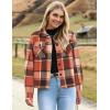 imageHOTOUCH Womens Flannels Fall Cropped Shacket Plaid Jacket Long Sleeve Button Down Coat 2024 Fall Fashion Trendy OutfitsOrange Flannel