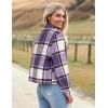 imageHOTOUCH Womens Flannels Fall Cropped Shacket Plaid Jacket Long Sleeve Button Down Coat 2024 Fall Fashion Trendy OutfitsPurple White Flannel