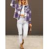 imageHOTOUCH Womens Flannels Fall Cropped Shacket Plaid Jacket Long Sleeve Button Down Coat 2024 Fall Fashion Trendy OutfitsPurple White Flannel