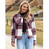 imageHOTOUCH Womens Flannels Fall Cropped Shacket Plaid Jacket Long Sleeve Button Down Coat 2024 Fall Fashion Trendy OutfitsRed Flannel