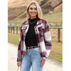 imageHOTOUCH Womens Flannels Fall Cropped Shacket Plaid Jacket Long Sleeve Button Down Coat 2024 Fall Fashion Trendy OutfitsRed Flannel