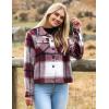 imageHOTOUCH Womens Flannels Fall Cropped Shacket Plaid Jacket Long Sleeve Button Down Coat 2024 Fall Fashion Trendy OutfitsRed Flannel