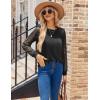imageHOTOUCH Womens Lace Long Sleeve Tops Dressy Casual Blouses Pleated Work Shirts S3XLBlack