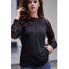imageHOTOUCH Womens Lace Long Sleeve Tops Dressy Casual Blouses Pleated Work Shirts S3XLBlack