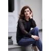 imageHOTOUCH Womens Lace Long Sleeve Tops Dressy Casual Blouses Pleated Work Shirts S3XLBlack