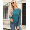imageHOTOUCH Womens Lace Long Sleeve Tops Dressy Casual Blouses Pleated Work Shirts S3XLBlue Green