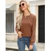 imageHOTOUCH Womens Lace Long Sleeve Tops Dressy Casual Blouses Pleated Work Shirts S3XLBrick Red