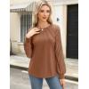 imageHOTOUCH Womens Lace Long Sleeve Tops Dressy Casual Blouses Pleated Work Shirts S3XLBrick Red