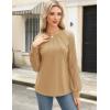 imageHOTOUCH Womens Lace Long Sleeve Tops Dressy Casual Blouses Pleated Work Shirts S3XLCamel