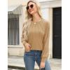 imageHOTOUCH Womens Lace Long Sleeve Tops Dressy Casual Blouses Pleated Work Shirts S3XLCamel