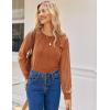 imageHOTOUCH Womens Lace Long Sleeve Tops Dressy Casual Blouses Pleated Work Shirts S3XLCaramel