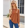imageHOTOUCH Womens Lace Long Sleeve Tops Dressy Casual Blouses Pleated Work Shirts S3XLCaramel