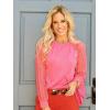imageHOTOUCH Womens Lace Long Sleeve Tops Dressy Casual Blouses Pleated Work Shirts S3XLHot Pink