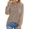 imageHOTOUCH Womens Lace Long Sleeve Tops Dressy Casual Blouses Pleated Work Shirts S3XLKhaki Grey