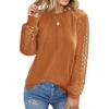 imageHOTOUCH Womens Lace Long Sleeve Tops Dressy Casual Blouses Pleated Work Shirts S3XLLight Brown