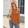 imageHOTOUCH Womens Lace Long Sleeve Tops Dressy Casual Blouses Pleated Work Shirts S3XLLight Brown