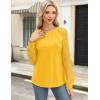 imageHOTOUCH Womens Lace Long Sleeve Tops Dressy Casual Blouses Pleated Work Shirts S3XLMustard