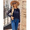 imageHOTOUCH Womens Lace Long Sleeve Tops Dressy Casual Blouses Pleated Work Shirts S3XLNavy Blue
