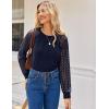 imageHOTOUCH Womens Lace Long Sleeve Tops Dressy Casual Blouses Pleated Work Shirts S3XLNavy Blue