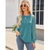 imageHOTOUCH Womens Lace Long Sleeve Tops Dressy Casual Blouses Pleated Work Shirts S3XLTeal