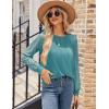 imageHOTOUCH Womens Lace Long Sleeve Tops Dressy Casual Blouses Pleated Work Shirts S3XLTeal
