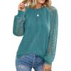 imageHOTOUCH Womens Lace Long Sleeve Tops Dressy Casual Blouses Pleated Work Shirts S3XLTeal