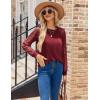 imageHOTOUCH Womens Lace Long Sleeve Tops Dressy Casual Blouses Pleated Work Shirts S3XLWine Red