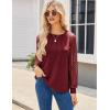 imageHOTOUCH Womens Lace Long Sleeve Tops Dressy Casual Blouses Pleated Work Shirts S3XLWine Red