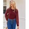 imageHOTOUCH Womens Lace Long Sleeve Tops Dressy Casual Blouses Pleated Work Shirts S3XLWine Red