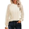 imageHOTOUCH Womens Lace Long Sleeve Tops Dressy Casual Blouses Pleated Work Shirts S3XLBeige