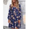 imageHOTOUCH Women Casual Tunic Dress V Neck Tiered Dress Long Sleeve Fit Swing Shift Dress with Pockets Loose Ruffled DressesBluefloral1