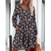imageHOTOUCH Women Casual Tunic Dress V Neck Tiered Dress Long Sleeve Fit Swing Shift Dress with Pockets Loose Ruffled DressesBlueprinted022