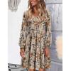 imageHOTOUCH Women Casual Tunic Dress V Neck Tiered Dress Long Sleeve Fit Swing Shift Dress with Pockets Loose Ruffled DressesFloralprinted02