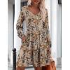imageHOTOUCH Women Casual Tunic Dress V Neck Tiered Dress Long Sleeve Fit Swing Shift Dress with Pockets Loose Ruffled DressesFloralprinted02