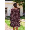 imageHOTOUCH Women Casual Tunic Dress V Neck Tiered Dress Long Sleeve Fit Swing Shift Dress with Pockets Loose Ruffled DressesRed Floral02