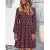 imageHOTOUCH Women Casual Tunic Dress V Neck Tiered Dress Long Sleeve Fit Swing Shift Dress with Pockets Loose Ruffled DressesRed Floral02