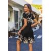 imageHOTOUCH Womens Casual ALine Dress with Pockets Summer Beach Floral Tshirt Dress Short Sleeve Mini Dress Flowy SundressesBlack2 Printed