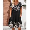 imageHOTOUCH Womens Casual ALine Dress with Pockets Summer Beach Floral Tshirt Dress Short Sleeve Mini Dress Flowy SundressesBlack2 Printed