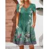 imageHOTOUCH Womens Casual ALine Dress with Pockets Summer Beach Floral Tshirt Dress Short Sleeve Mini Dress Flowy SundressesGreen Printed