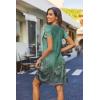 imageHOTOUCH Womens Casual ALine Dress with Pockets Summer Beach Floral Tshirt Dress Short Sleeve Mini Dress Flowy SundressesGreen Printed