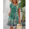 imageHOTOUCH Womens Casual ALine Dress with Pockets Summer Beach Floral Tshirt Dress Short Sleeve Mini Dress Flowy SundressesGreen Printed