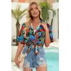 imageHOTOUCH Womens Hawaiian Shirts Button Up Casual Floral Tropical Shirt Summer Beach Shirt Cool Short Sleeve Blouse TopsAblack Tropical