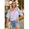 imageHOTOUCH Womens Hawaiian Shirts Button Up Casual Floral Tropical Shirt Summer Beach Shirt Cool Short Sleeve Blouse TopsAblue Floral