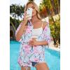 imageHOTOUCH Womens Hawaiian Shirts Button Up Casual Floral Tropical Shirt Summer Beach Shirt Cool Short Sleeve Blouse TopsAblue Floral