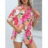 imageHOTOUCH Womens Hawaiian Shirts Button Up Casual Floral Tropical Shirt Summer Beach Shirt Cool Short Sleeve Blouse TopsAhot Pink Hawaii