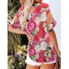 imageHOTOUCH Womens Hawaiian Shirts Button Up Casual Floral Tropical Shirt Summer Beach Shirt Cool Short Sleeve Blouse TopsAhot Pink Hawaii