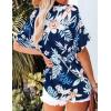 imageHOTOUCH Womens Hawaiian Shirts Button Up Casual Floral Tropical Shirt Summer Beach Shirt Cool Short Sleeve Blouse TopsAnavy Tropical